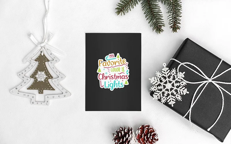 Christmas Stickers card mockup with sticker