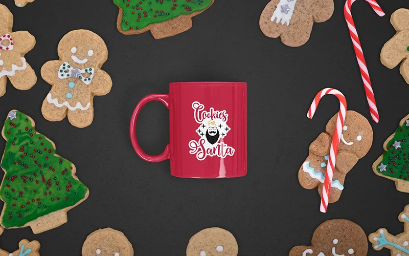 Christmas Stickers cup mockup with sticker