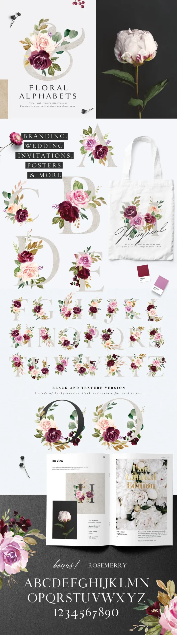 Watercolor Floral Alphabet Images