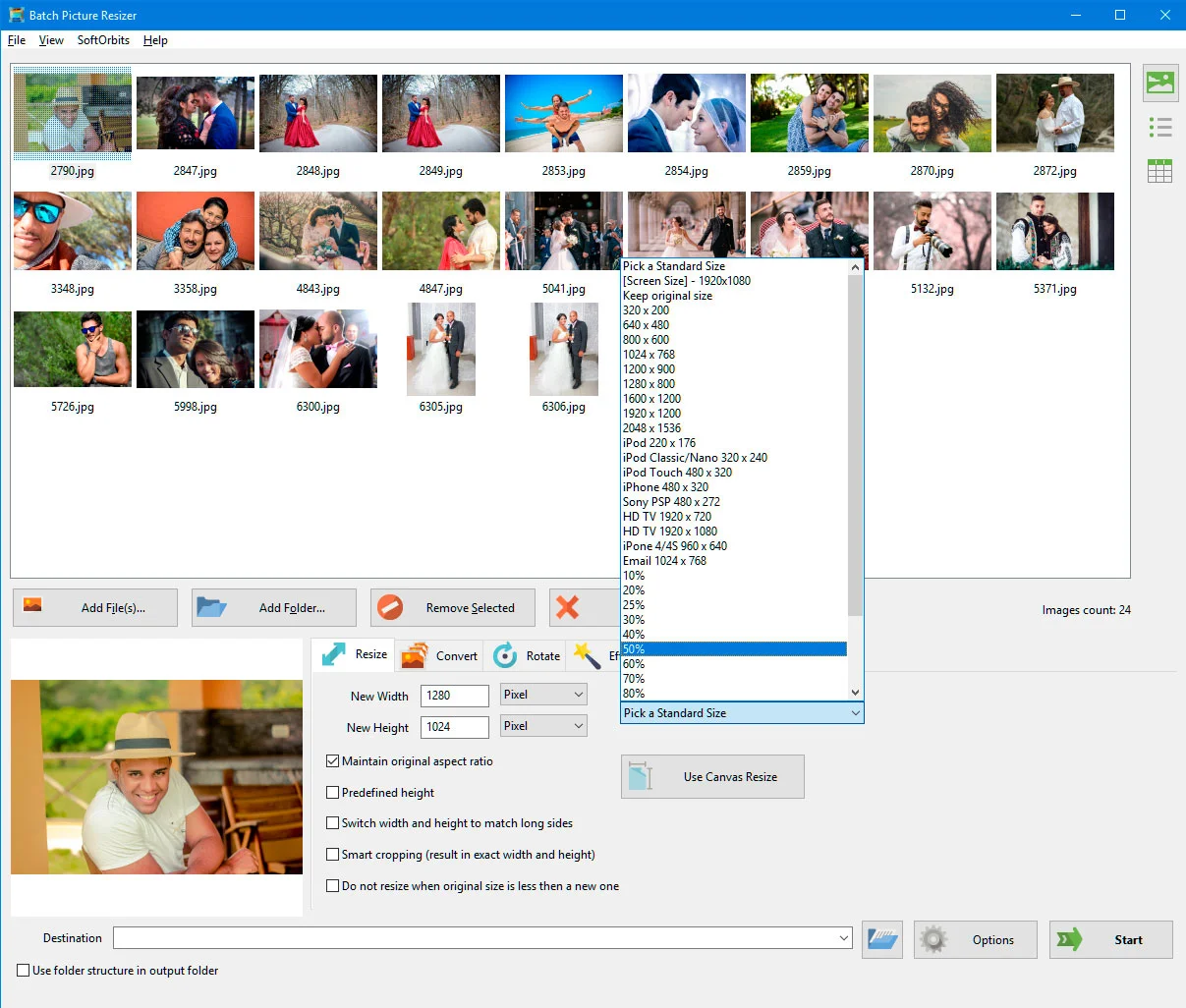 user friendly Bulk Resizer UI