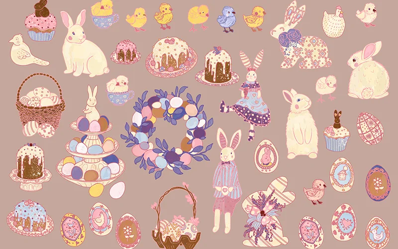 Easter graphic elements included in the bundle