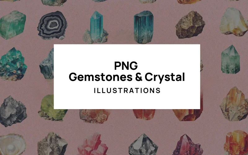 PNG Gemstones Crystal Illustrations Bundle Feature Image