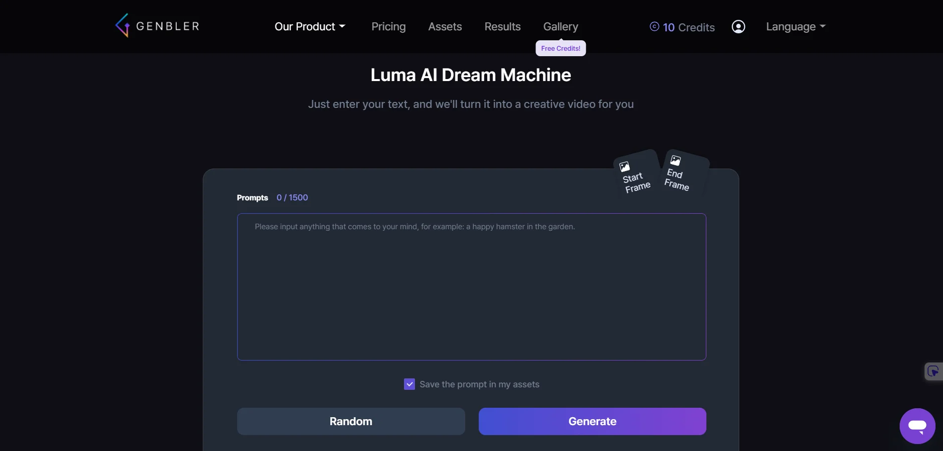 Genbler - Multimedia Suite feature Luma AI Dream machine