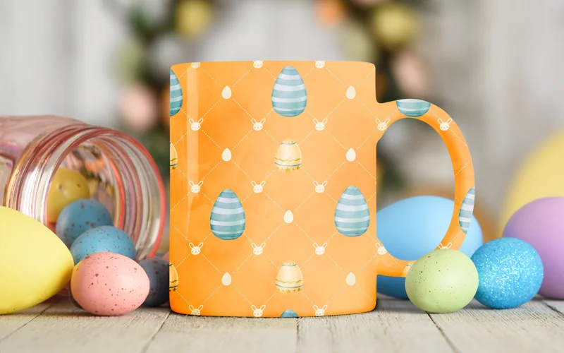 Egg pattern print in mug
