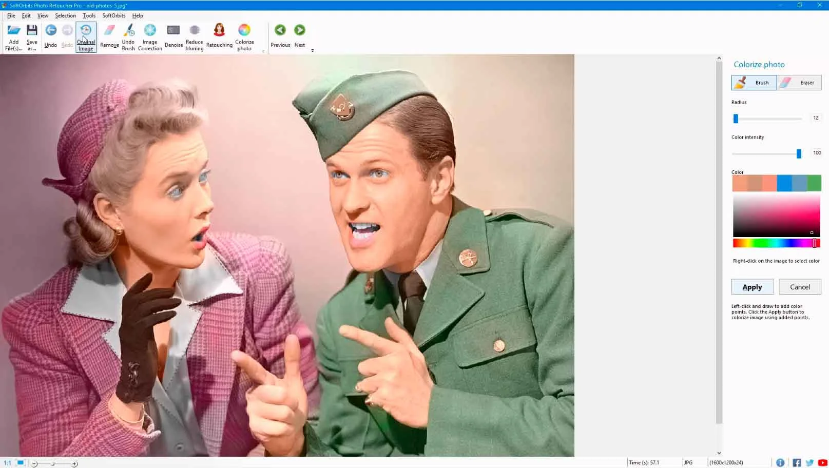 Add Color To Black & White Images using Photo Retoucher