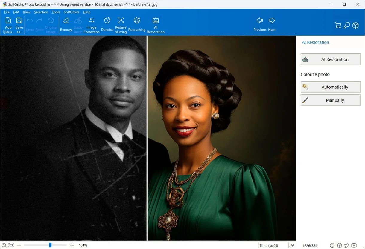 Retouching Portraits using Photo retoucher - Photo Restoration Software