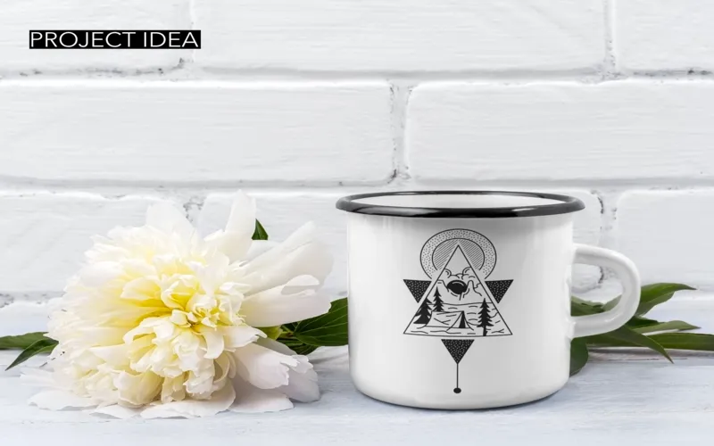 sacred geometry graphics printed on a cup