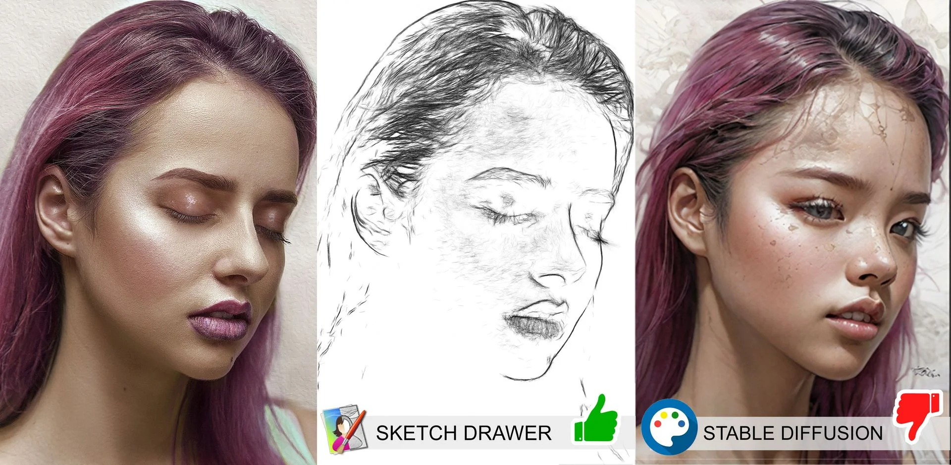 Sketch of a girl created in different patterns - Sketch Drawer - Turn Photos Into Sketch