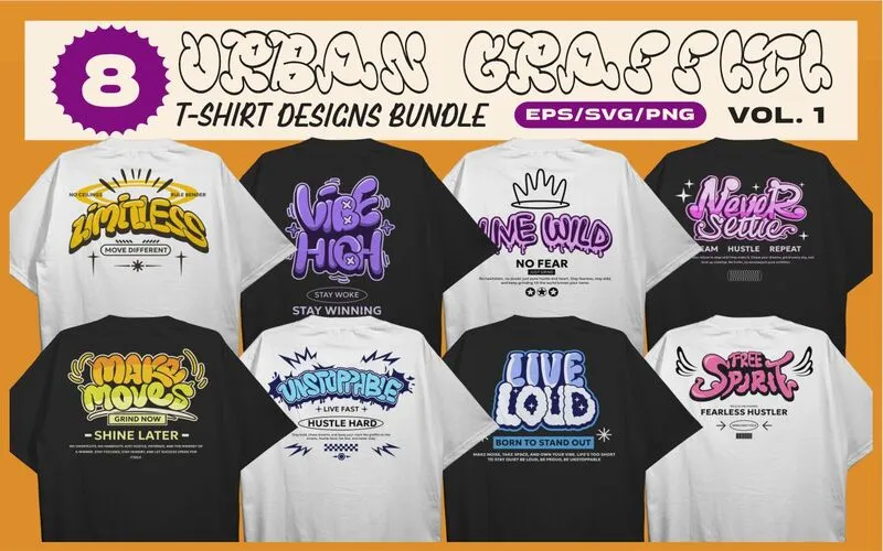 Urban Graffiti T shirt Designs Bundle 1