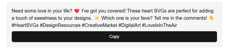 AI Caption For Heart SVGs Image