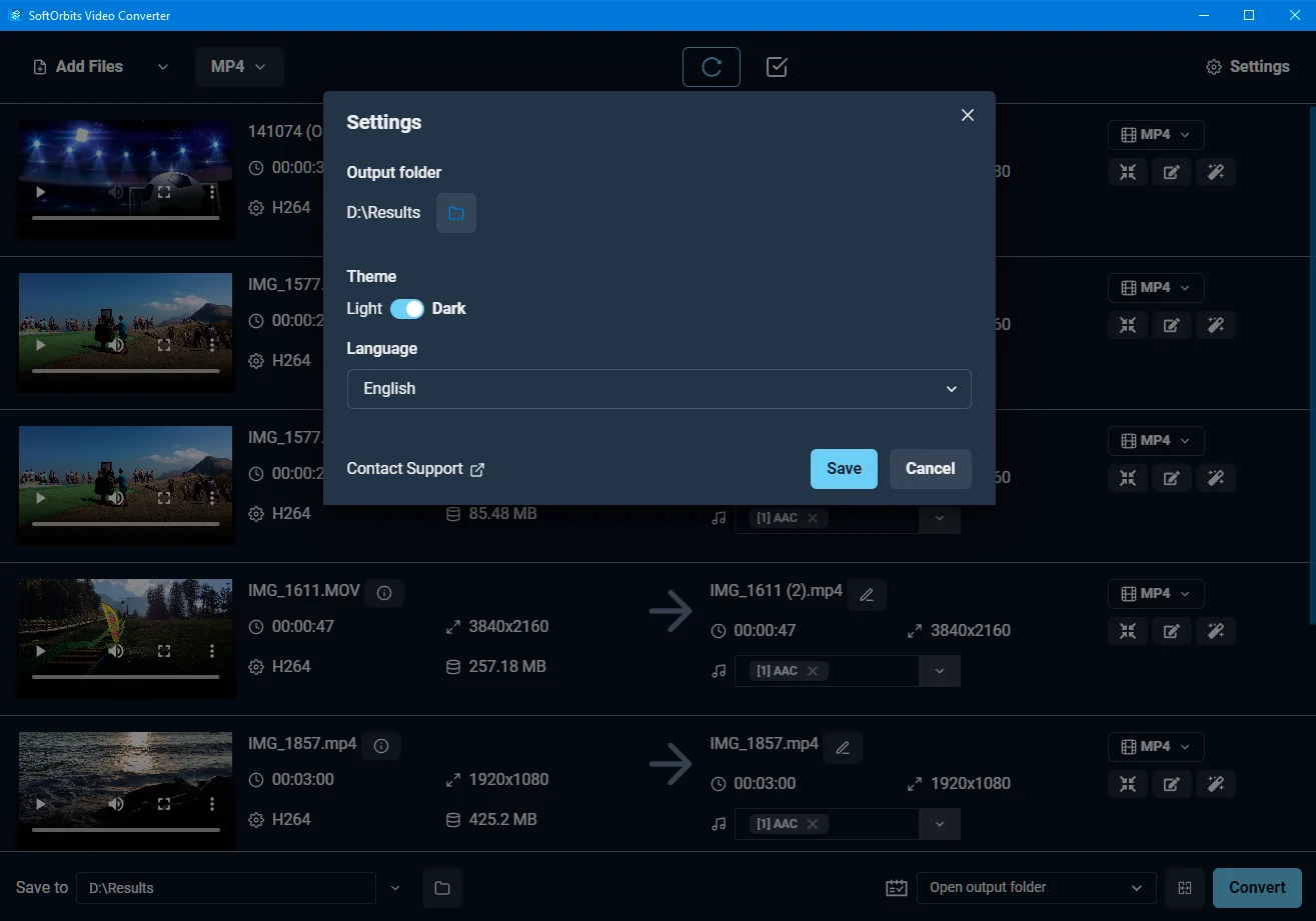 SoftOrbits - Video Converter Software Light Dark Mode