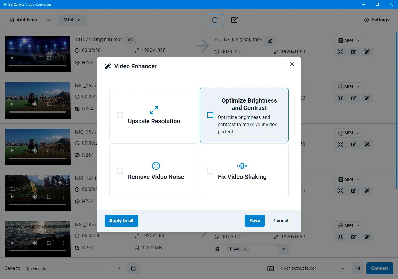 Video Enhancer User Interface