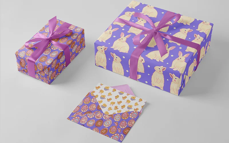 Easter patterns used to design wrappers and envelopes