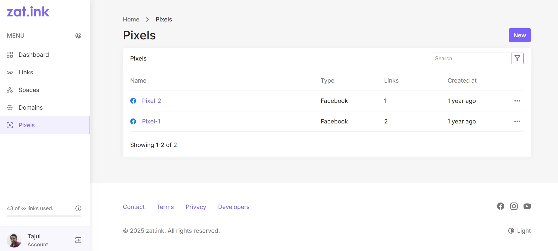 Pixels UI Feature of Zat.ink