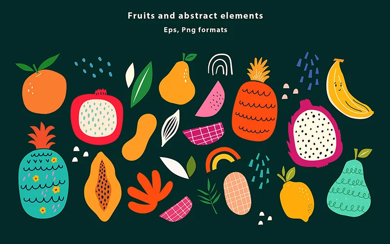 abstract fruit illustrations & elements