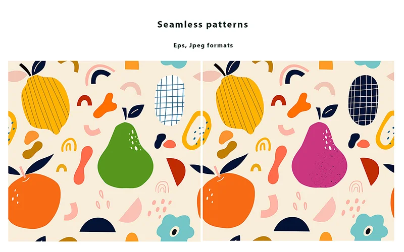 Seamless fruit patterns preview