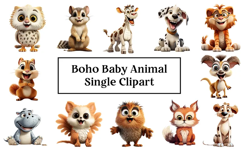 Boho Baby Animal Clipart