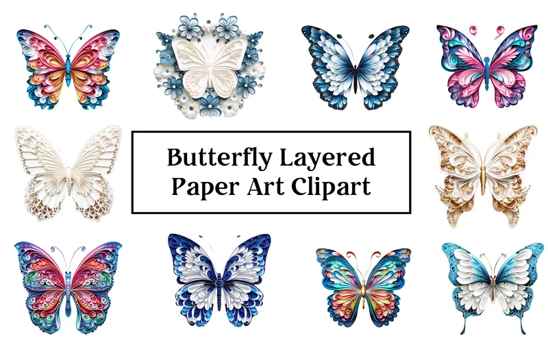 Butterfly Layered Paper Art Clipart