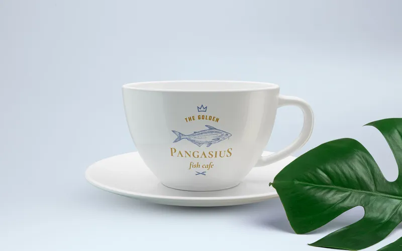 A cup designed with fish logos