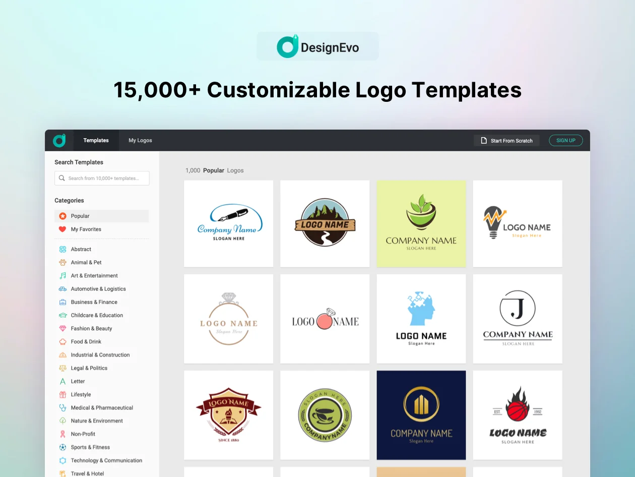 DesignEvo - Custom Logo Maker Featuring Customizable Templates