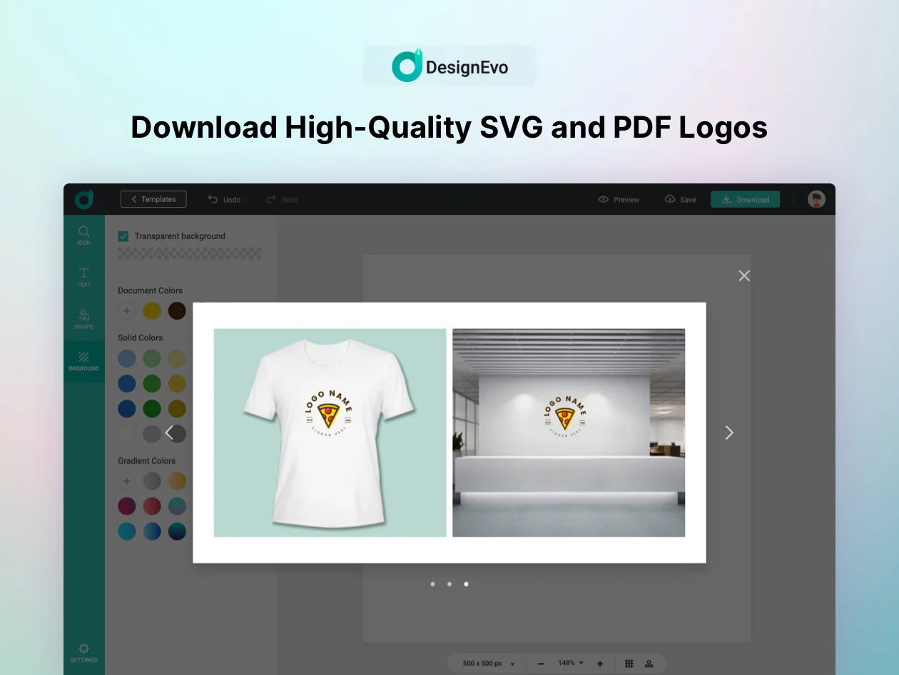 Download High Quality Logos Using DesignEvo