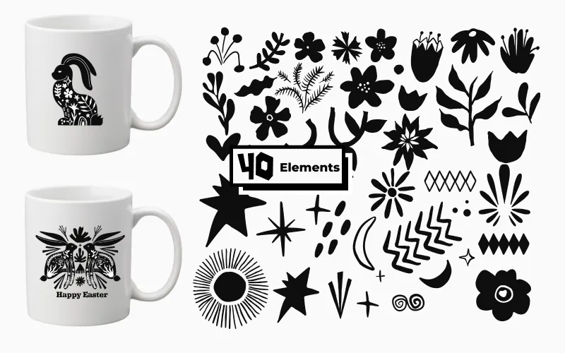 Easter elements included in the linocut images