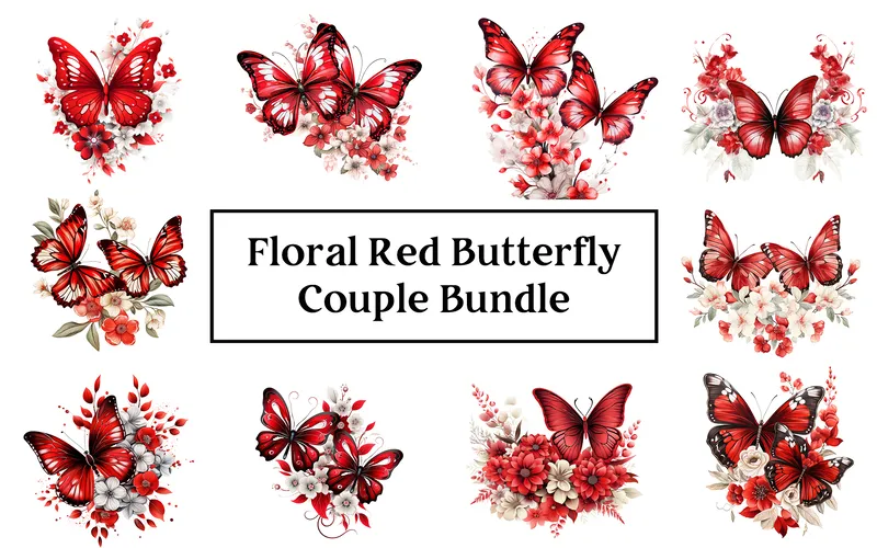 Floral Red Butterfly Images