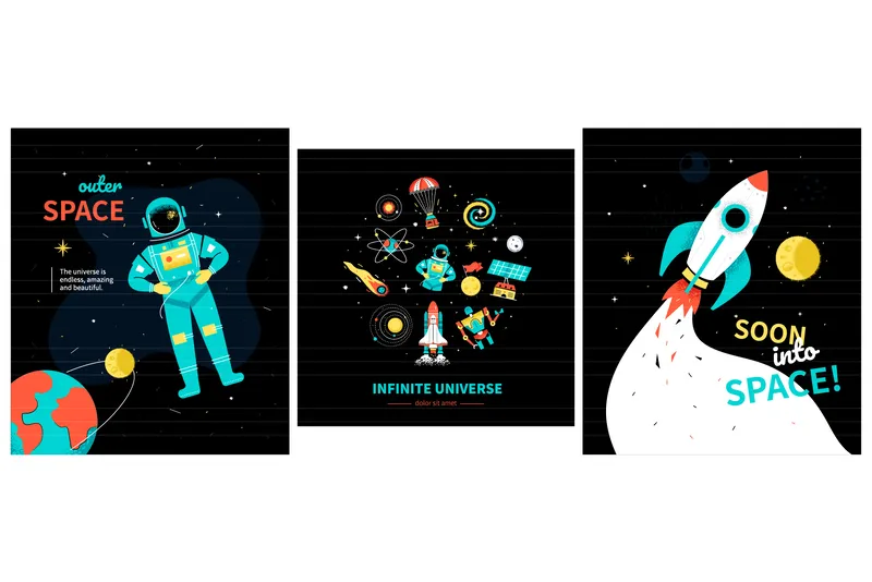 Flyers created using Space Icons & elements