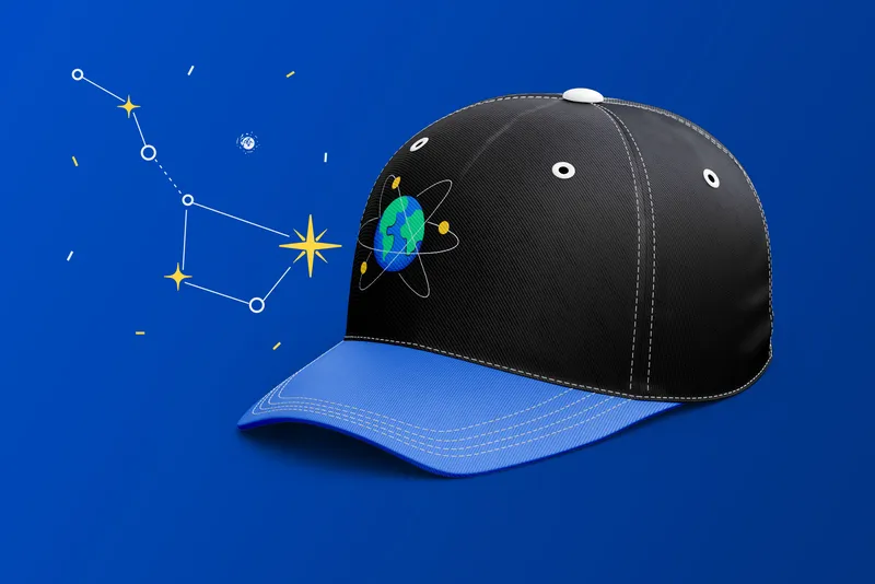 Cartoon space images used for creating a hat