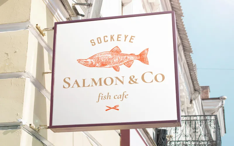 Fish illustrations showcased on a hoarding