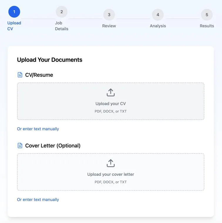 Interface Of MyCVBot - AI Resume Optimizer
