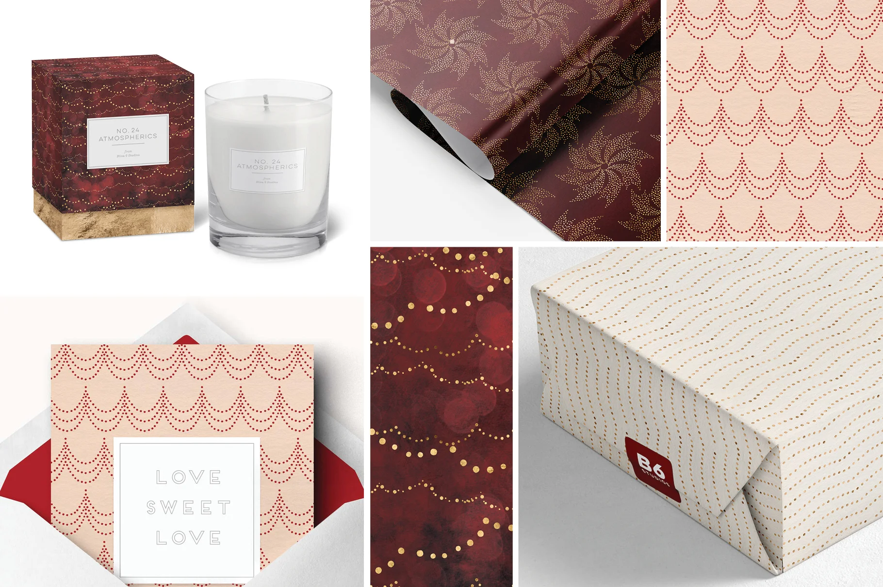 Natural Red backgrounds collage Nature texture background bundle