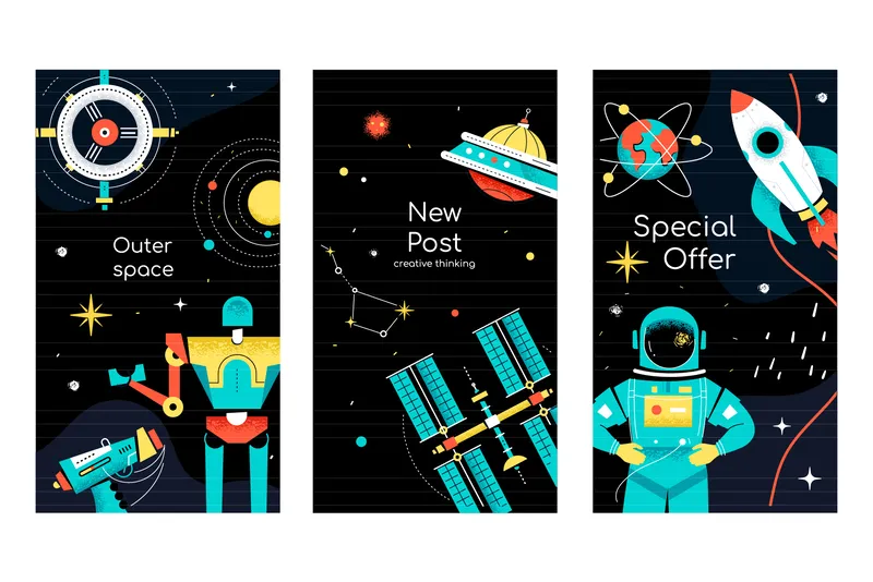 Posters created using Space Icons & elements