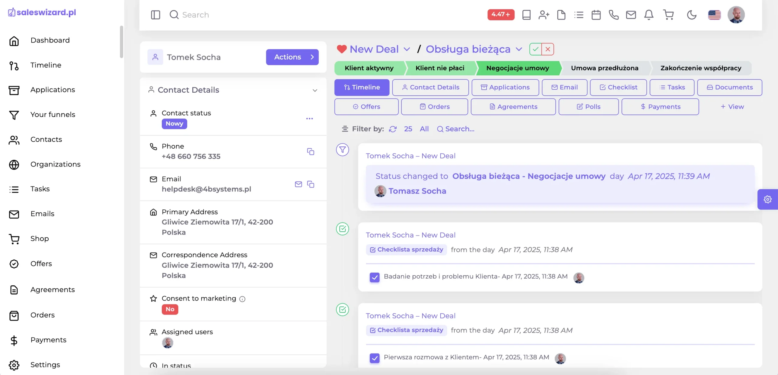 Account Overview Feature of SalesWizard - Sales CRM Software