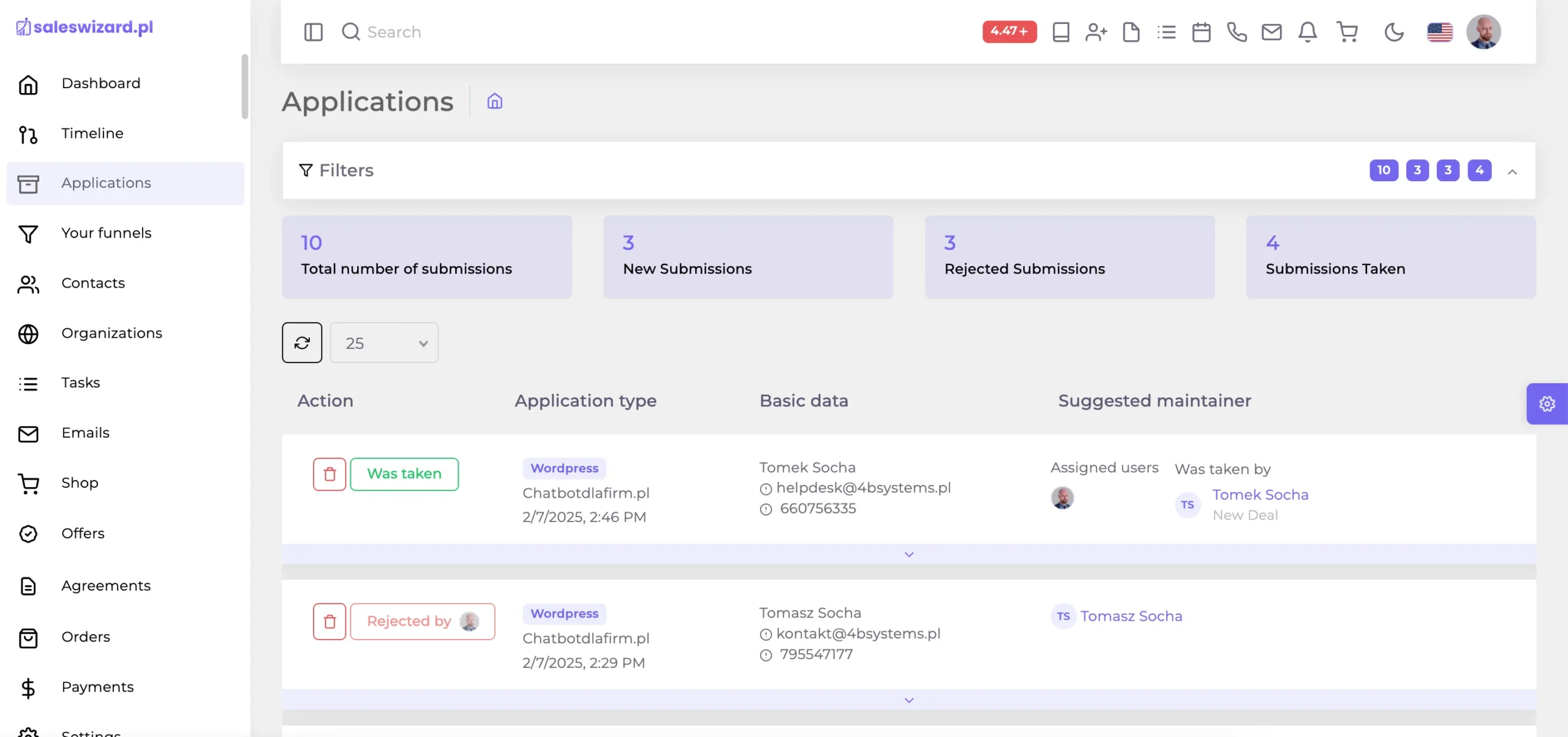 Applications Features Of SalesWizard - Sales CRM Software