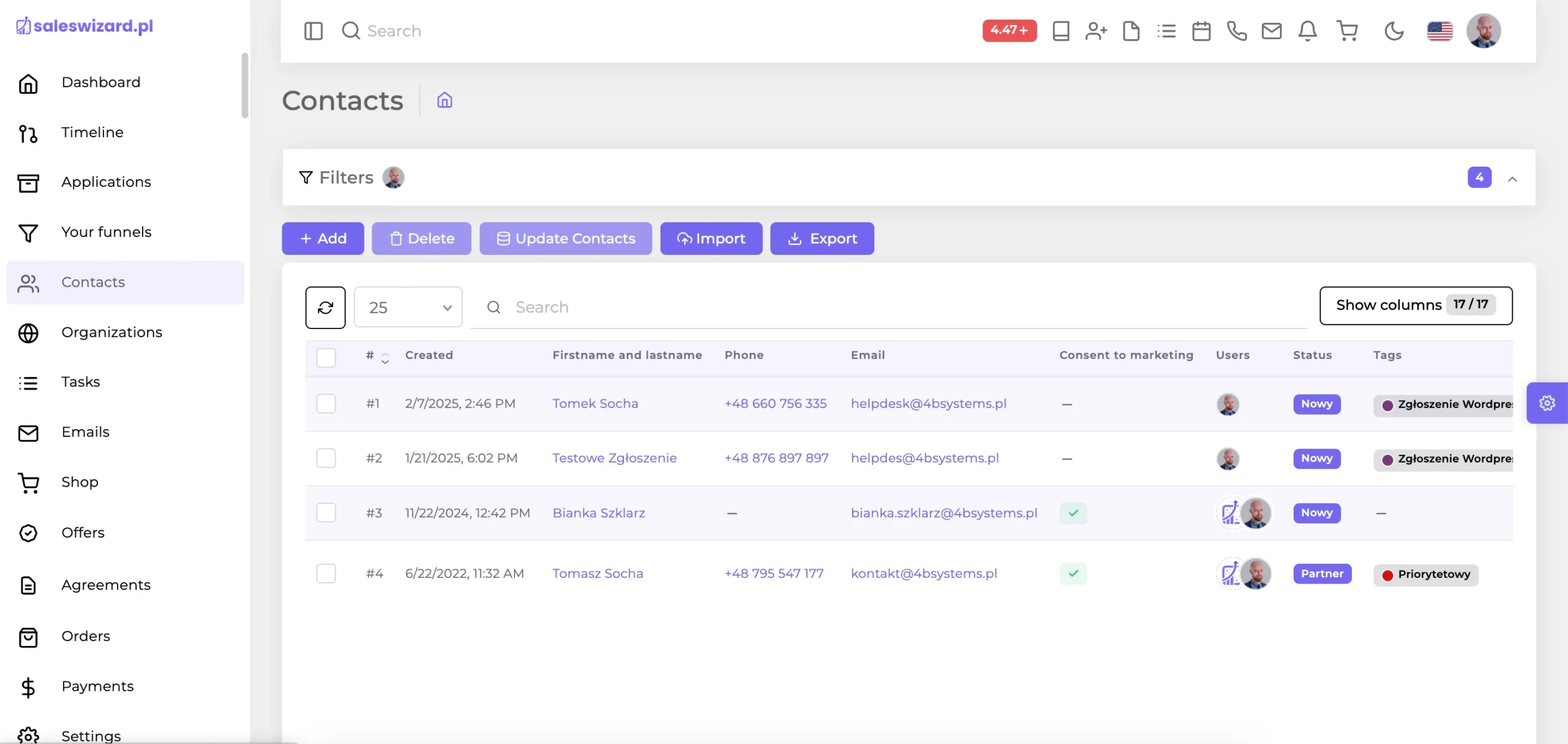 Contact Management Feature Of SalesWizard