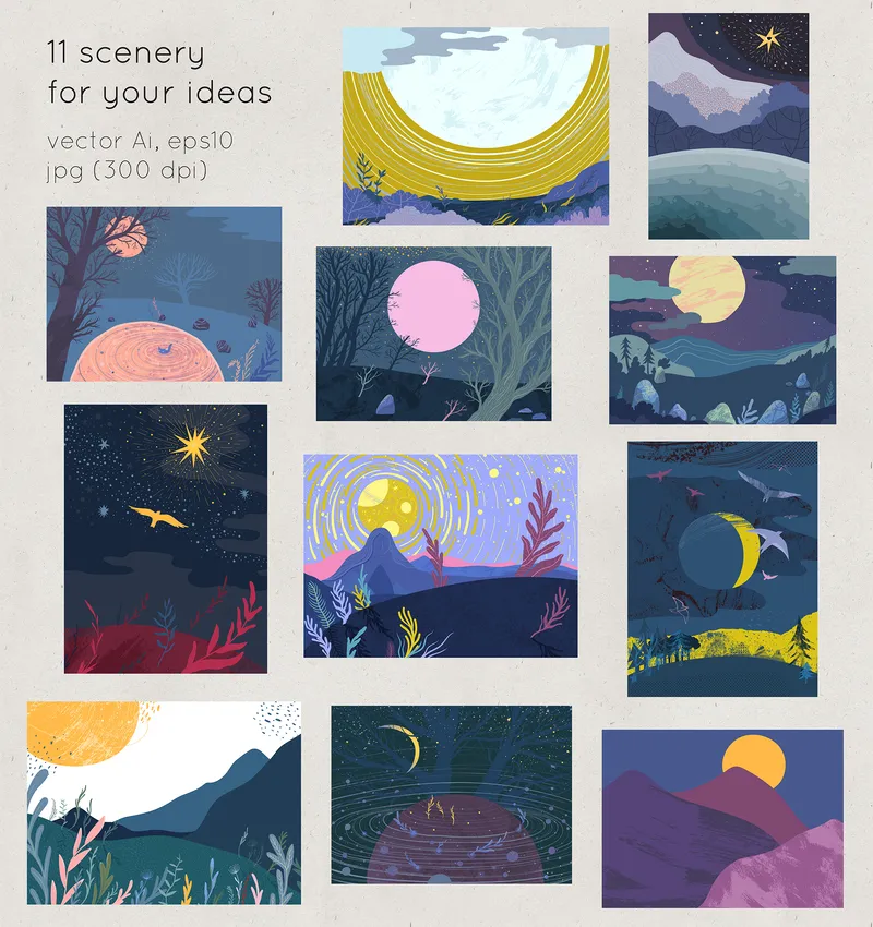 Scenery illustrations included in the sacred goddess bundle
