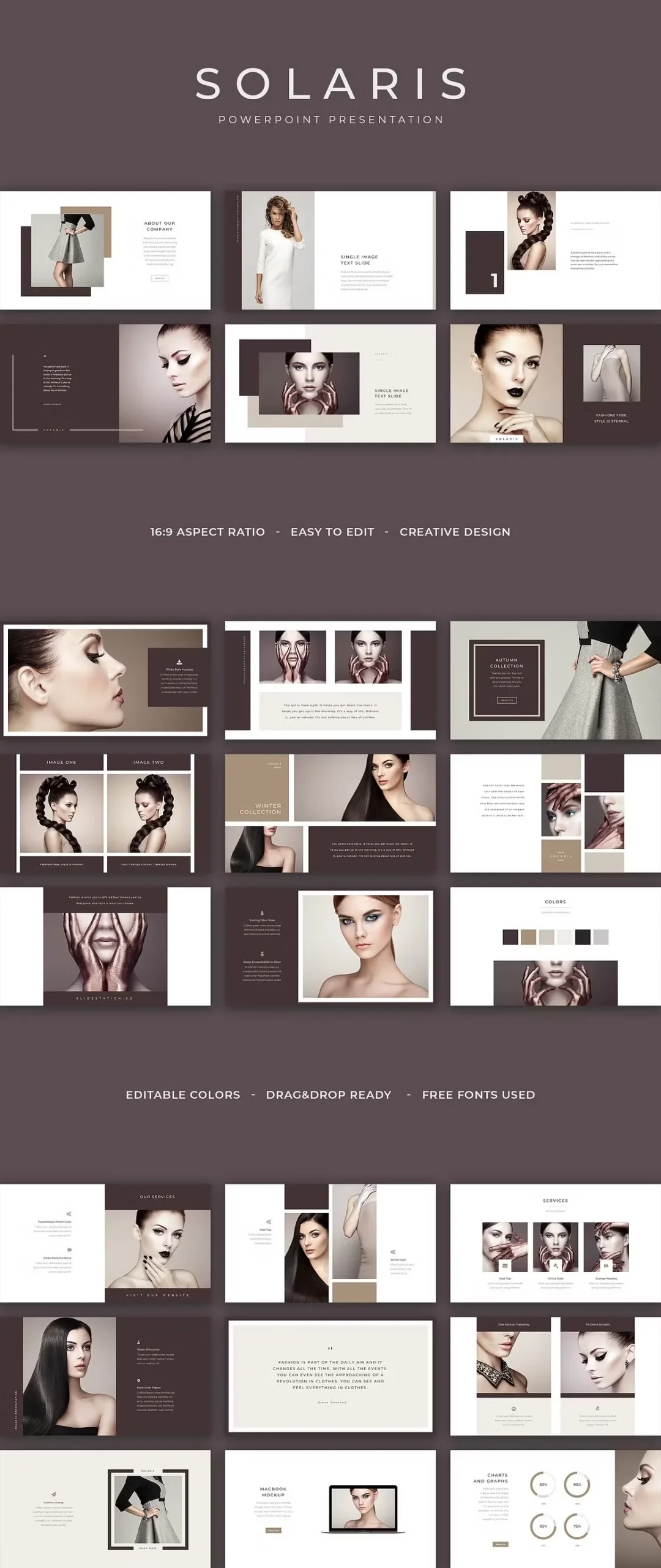 Solaris brown templates collage for presentation