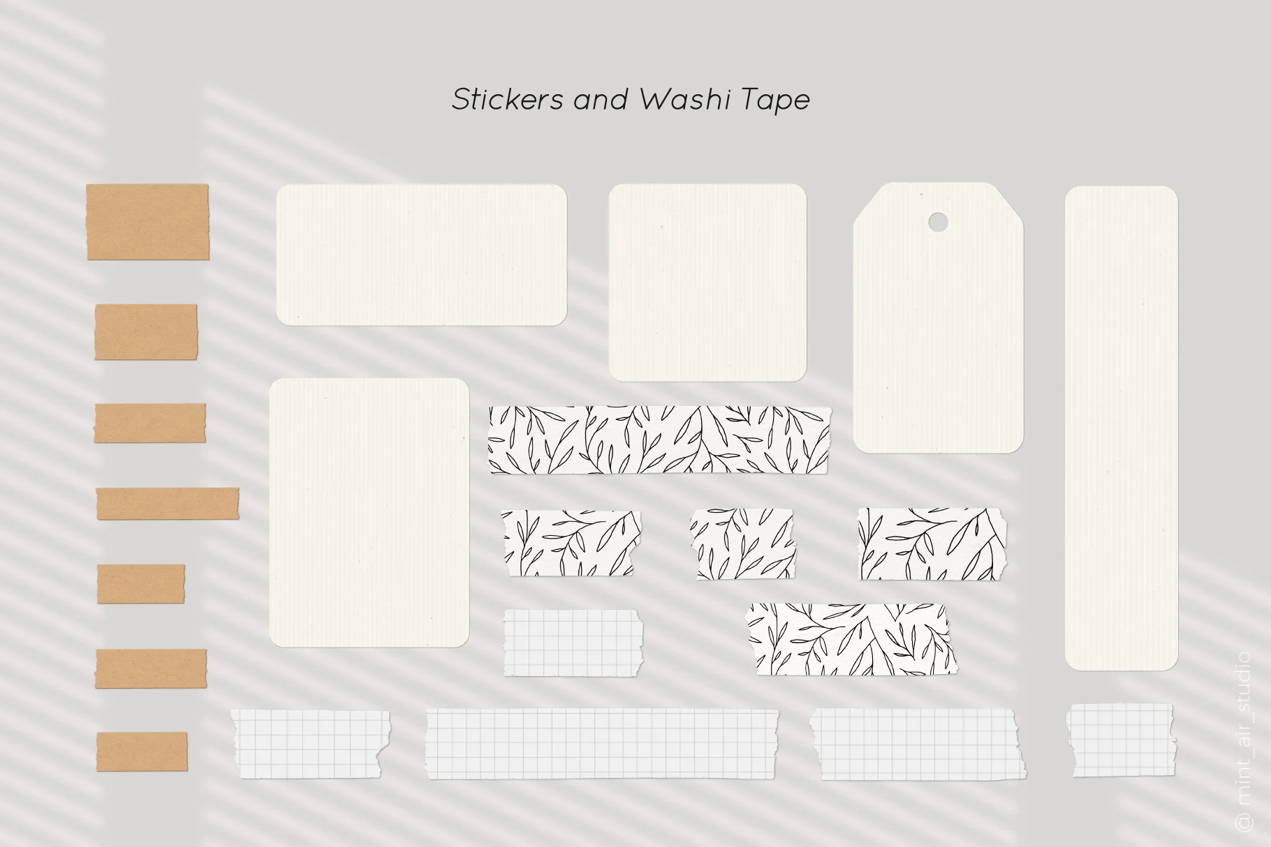 Stickers and Washi Tape made out of torn paper