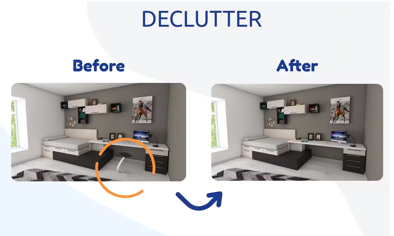 Declutter feature using VSDECO - Virtual Staging AI