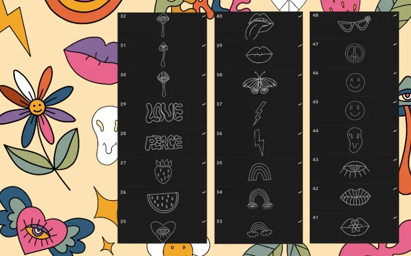 lips, eyes and other emojis collage