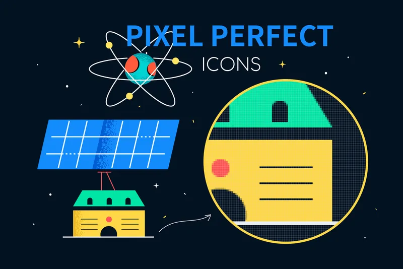 Pixel perfect space icons included in the bundle