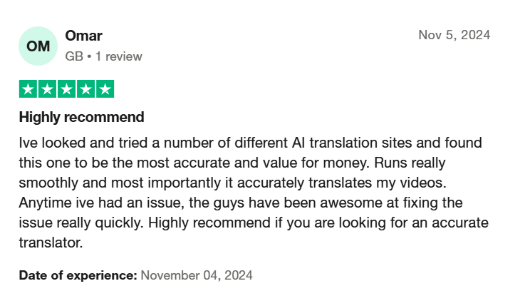 translatemom Trustpilot review