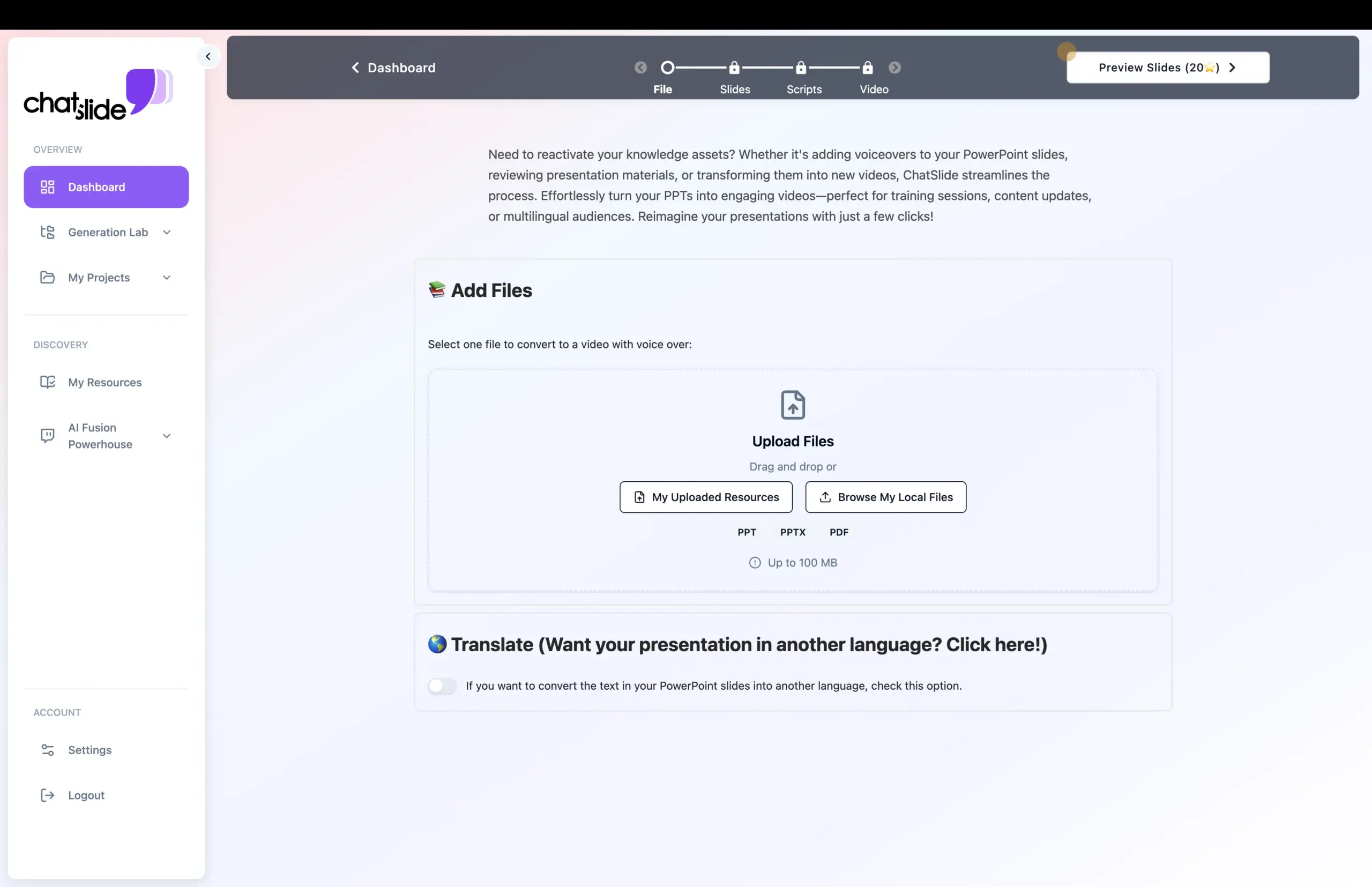 Option To Add Files