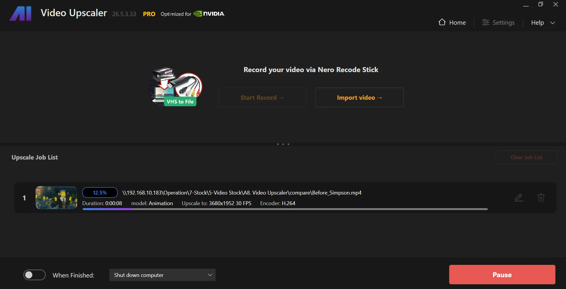 File expoting from Nero AI Video Upscaler