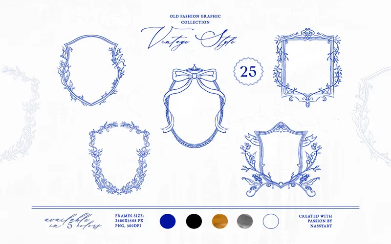 Preview of vintage line art frames