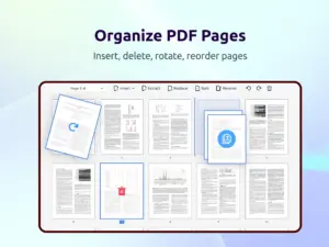 Organize PDF Pages feature of insert, delete or rotate pdfs