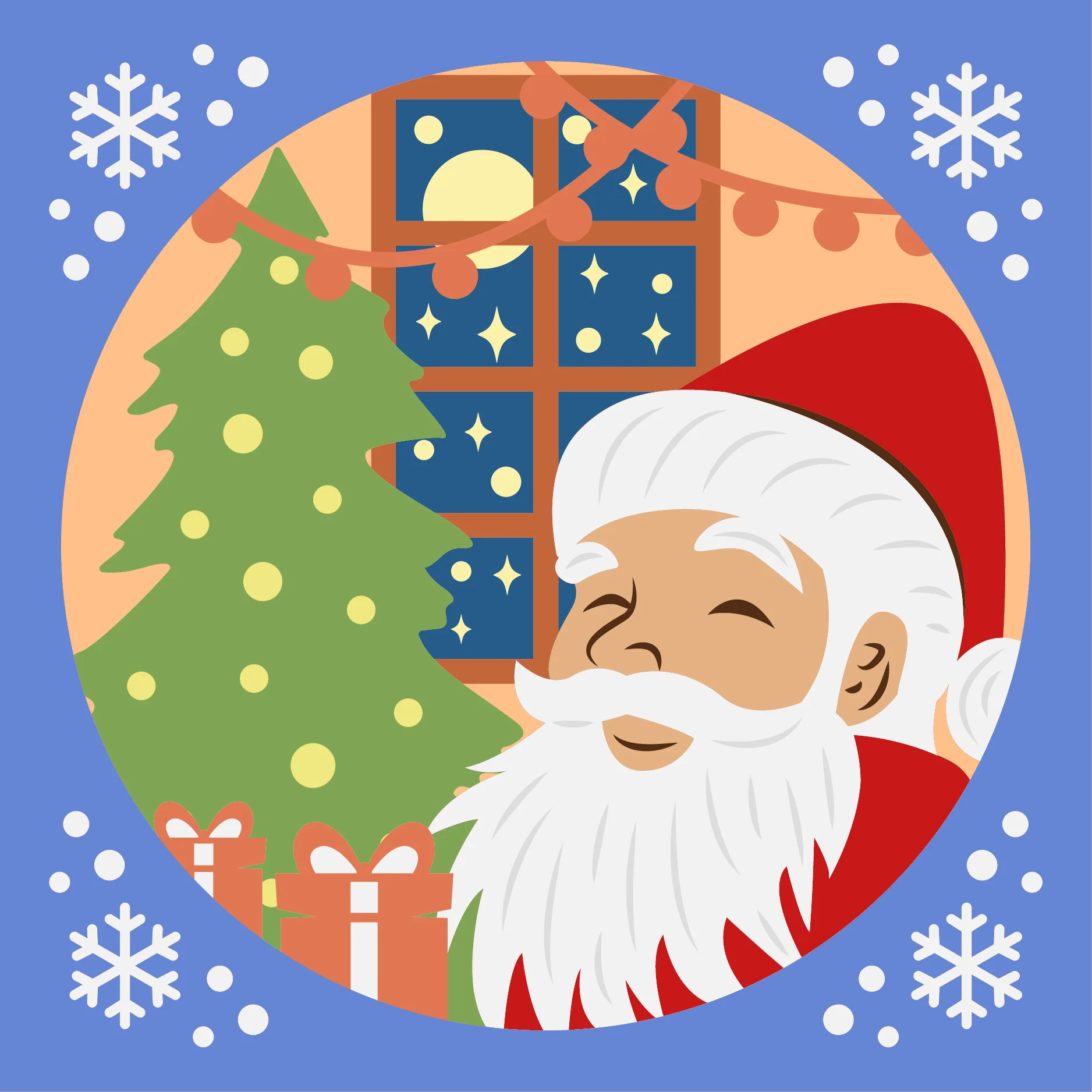 Santa Christmas Shadow Box SVG in a blue Background