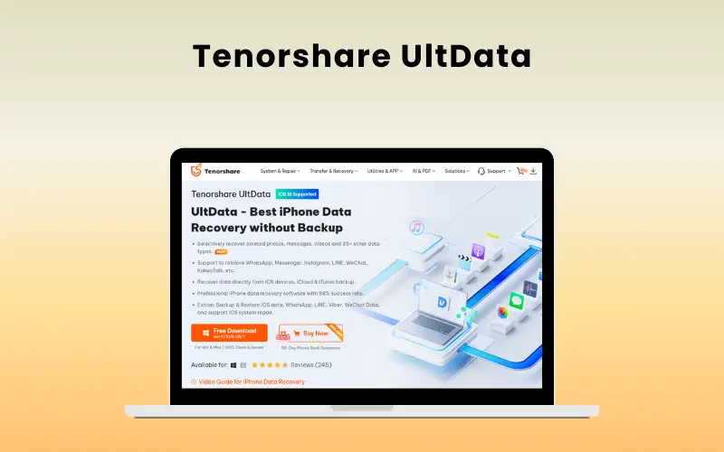 Tenorshare UltData iphone data recovery software