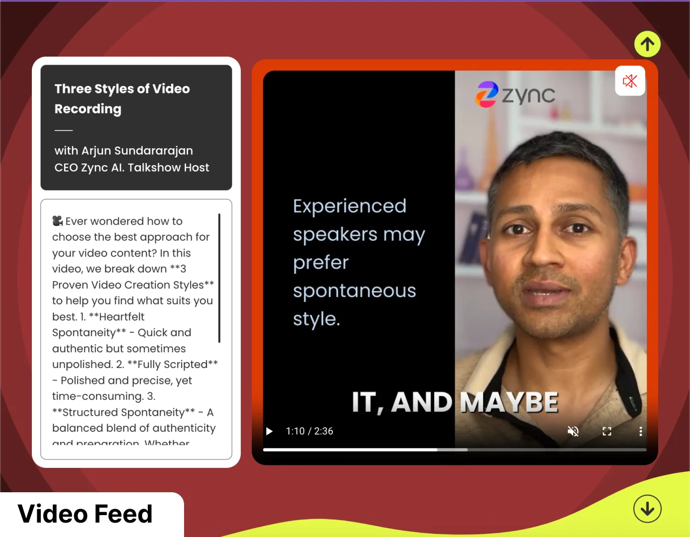 Zync AI-Powered Recording sTUDIO Video Feed